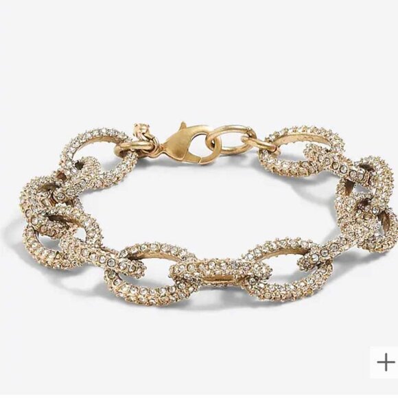 J. Crew Jewelry - J Crew Chunky Gold Tone and Crystal Chain Link Statement Bracelet